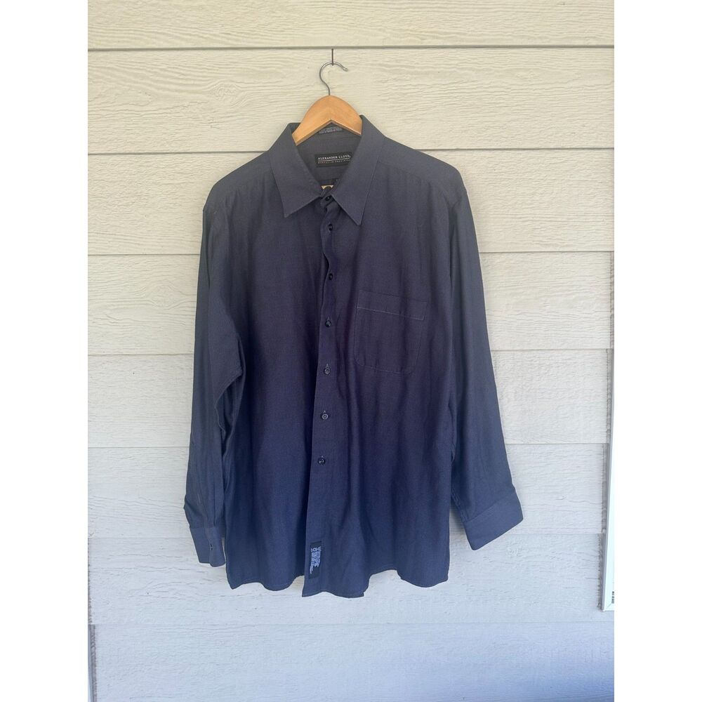 Alexander Lloyd Executive Navy Textured Dress Shirt Mens Big 18.5 34/35